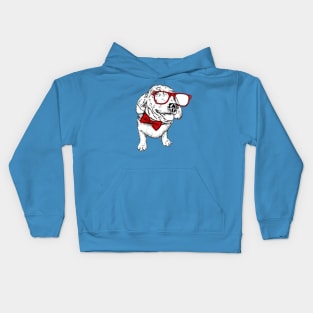 Portrait of a dog or puppy with glasses and tie Kids Hoodie